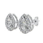 Classic Halo Solitaire Pear Earrings | Velmé