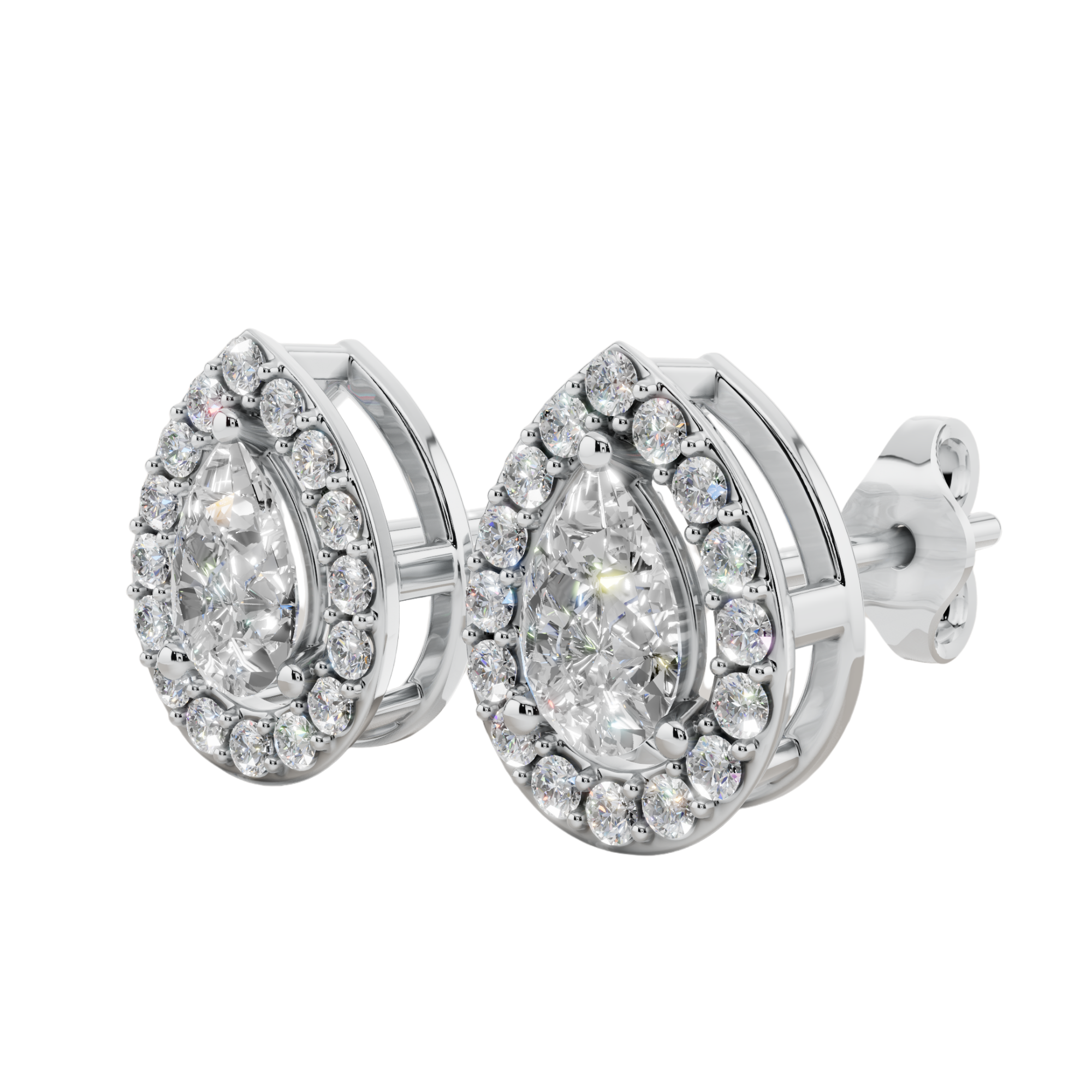Classic Halo Solitaire Pear Earrings | Velmé
