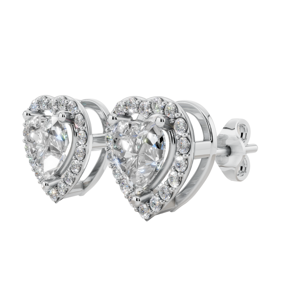 Classic Halo Solitaire Heart Earrings | Velmé