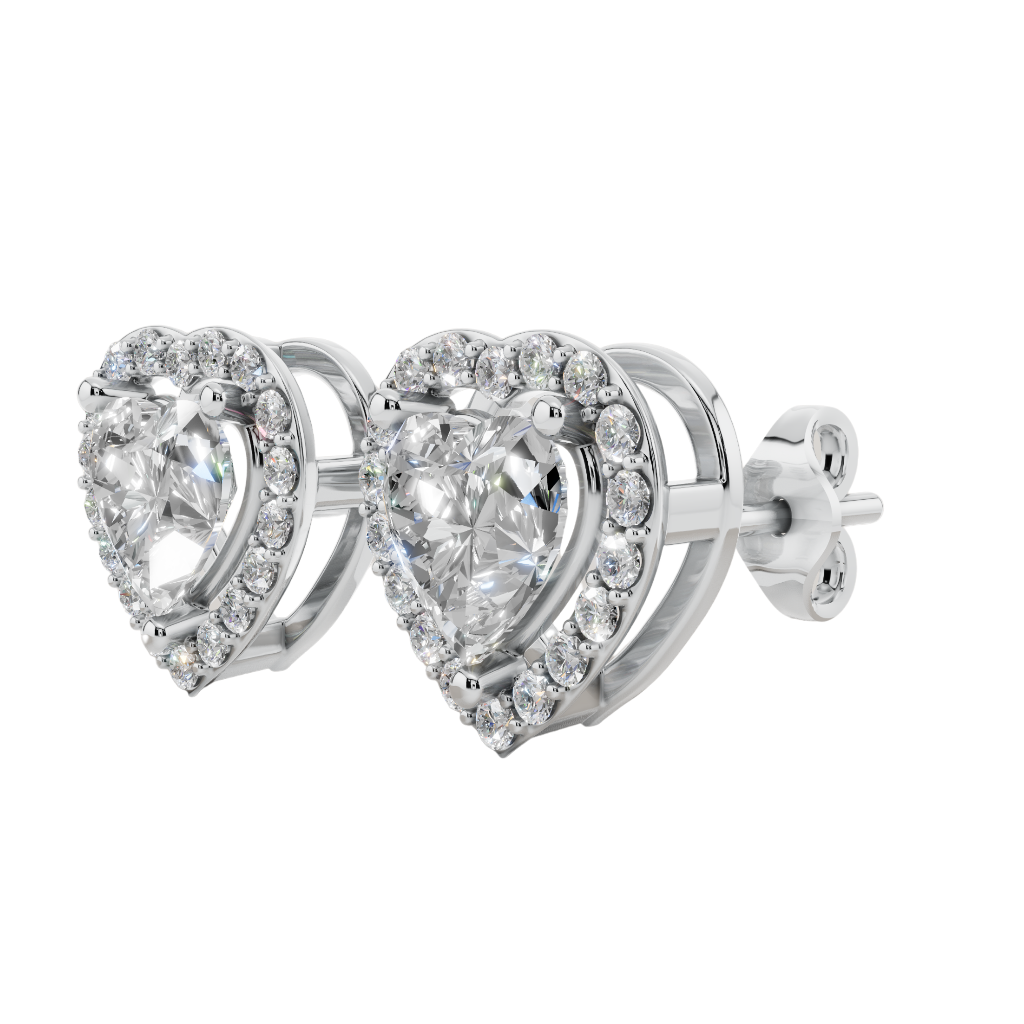 Classic Halo Solitaire Heart Earrings | Velmé