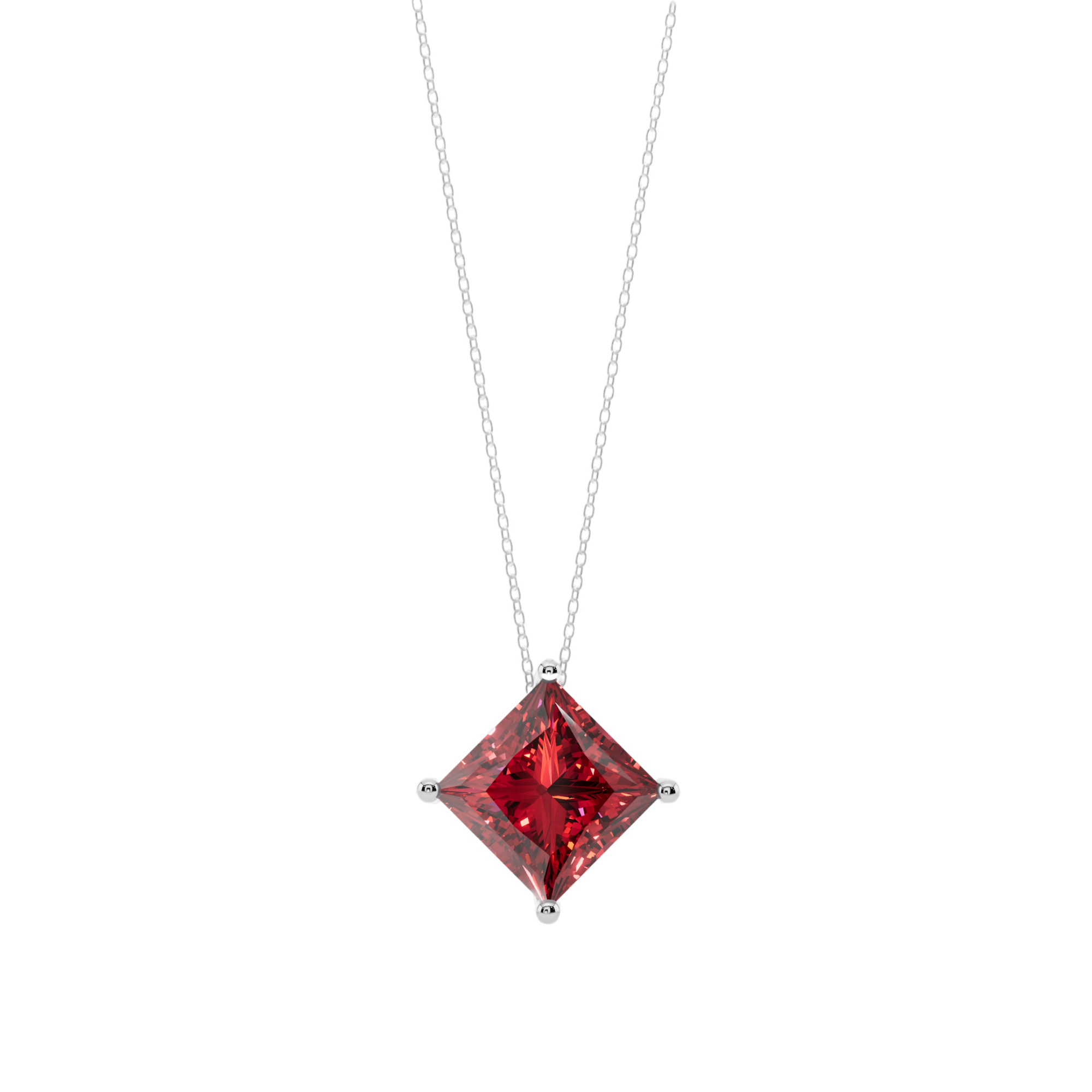 Red Princess Solitaire 925 Silver Necklace | Velmé
