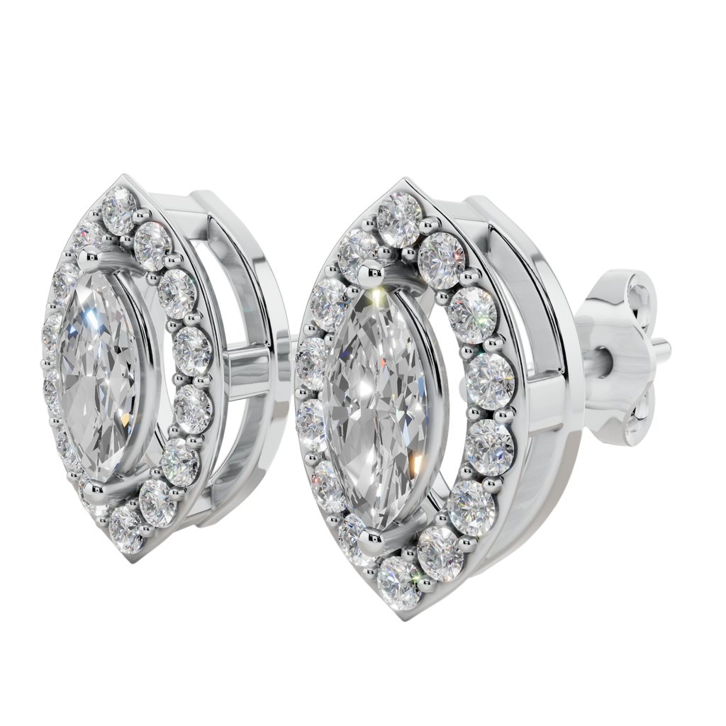 Classic Halo Solitaire Marquise Earrings | Velmé