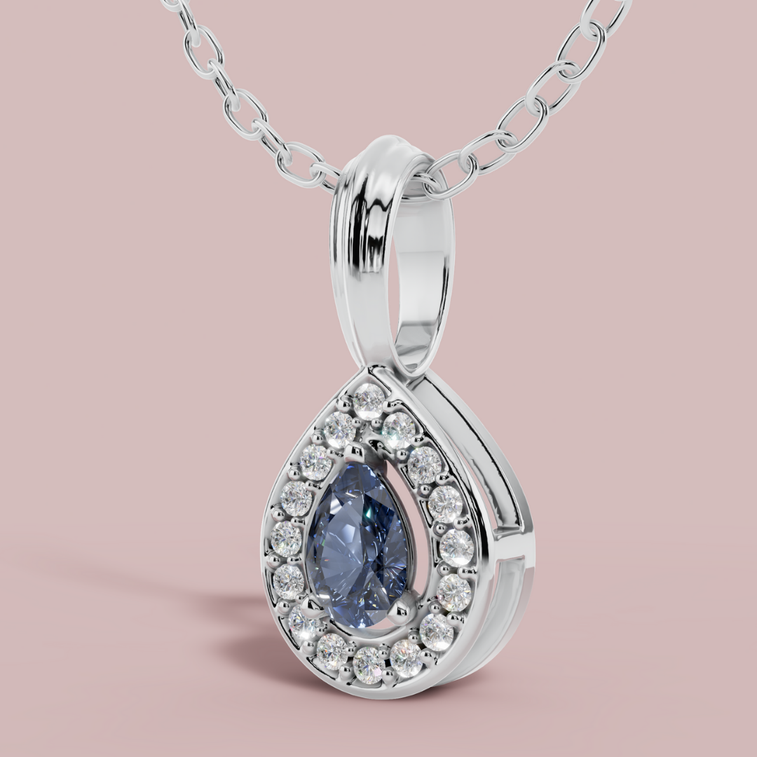 Delphi Blue Pear 925 Pure Silver Necklace My Store