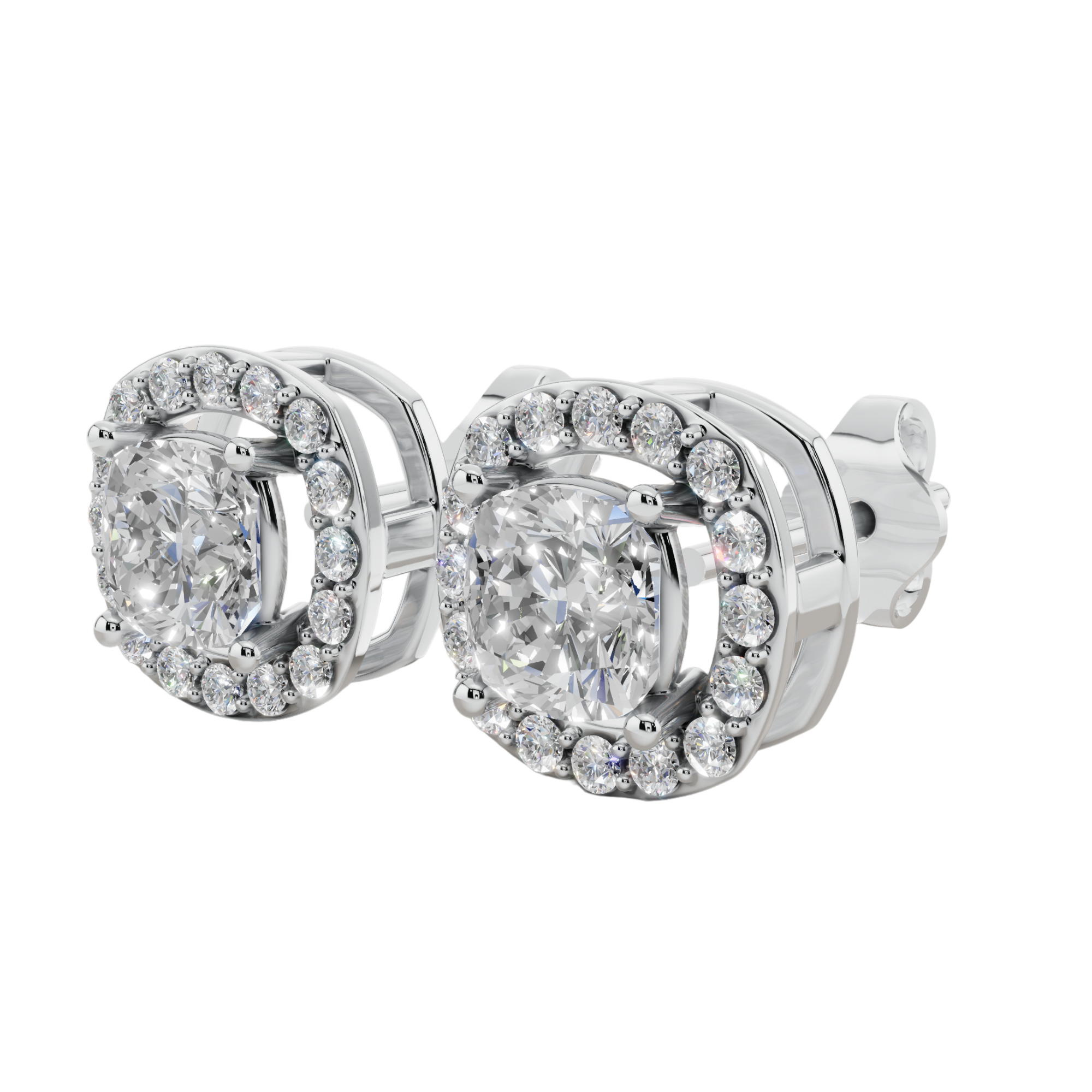Classic Halo Solitaire Cushion Earrings | Velmé