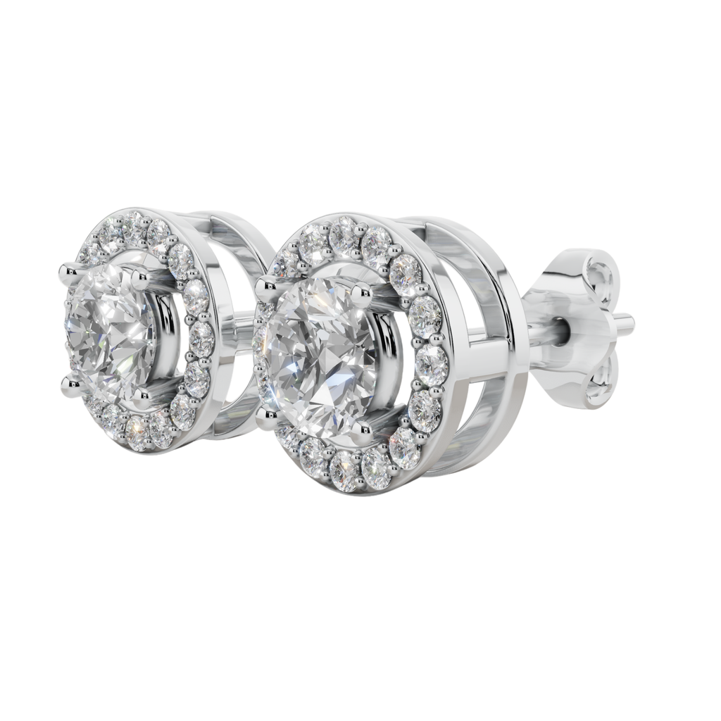 Classic Halo Solitaire Round Earrings | Velmé