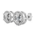 Classic Halo Solitaire Round Earrings | Velmé