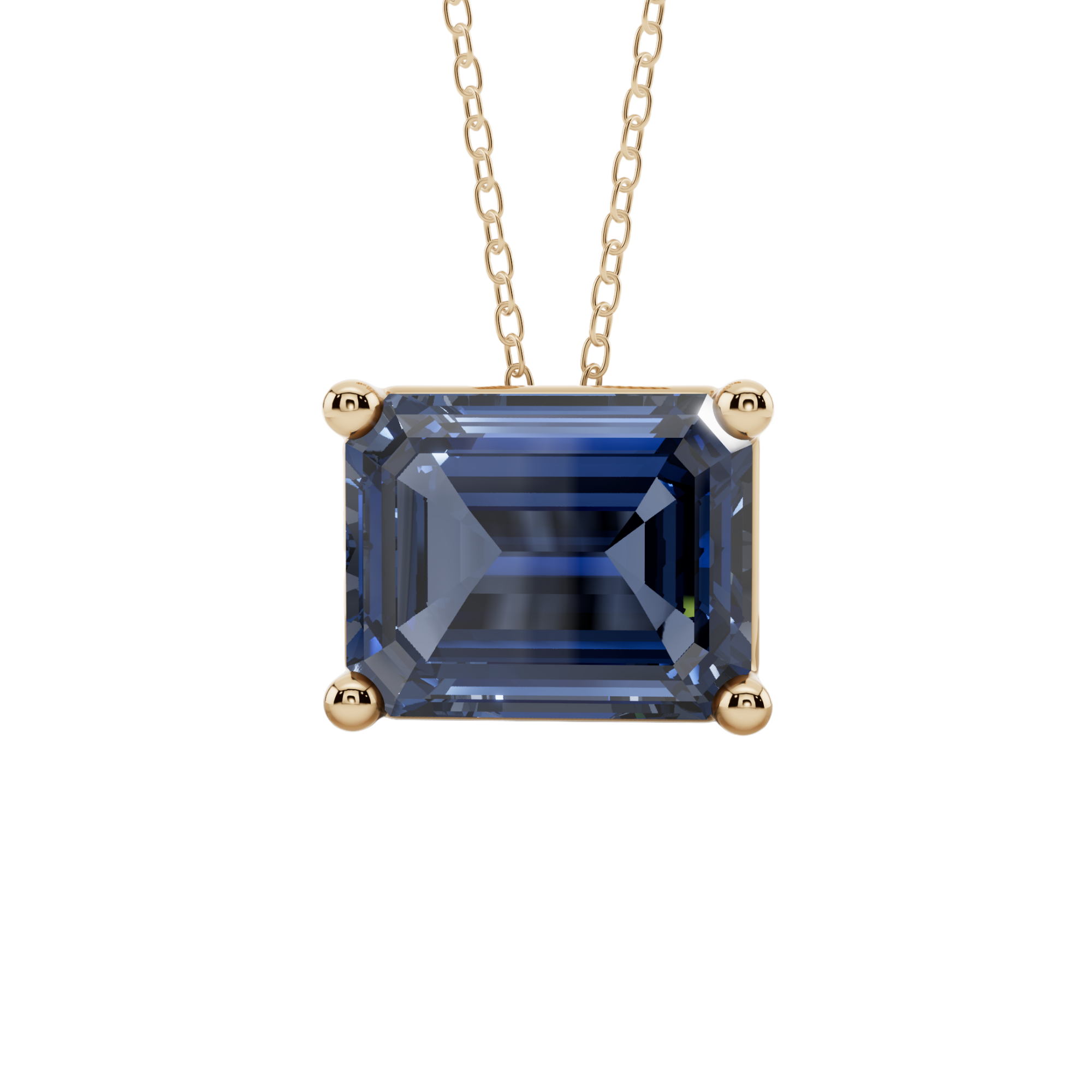 Blue Emerald Solitaire 925 Silver Necklace | Velmé