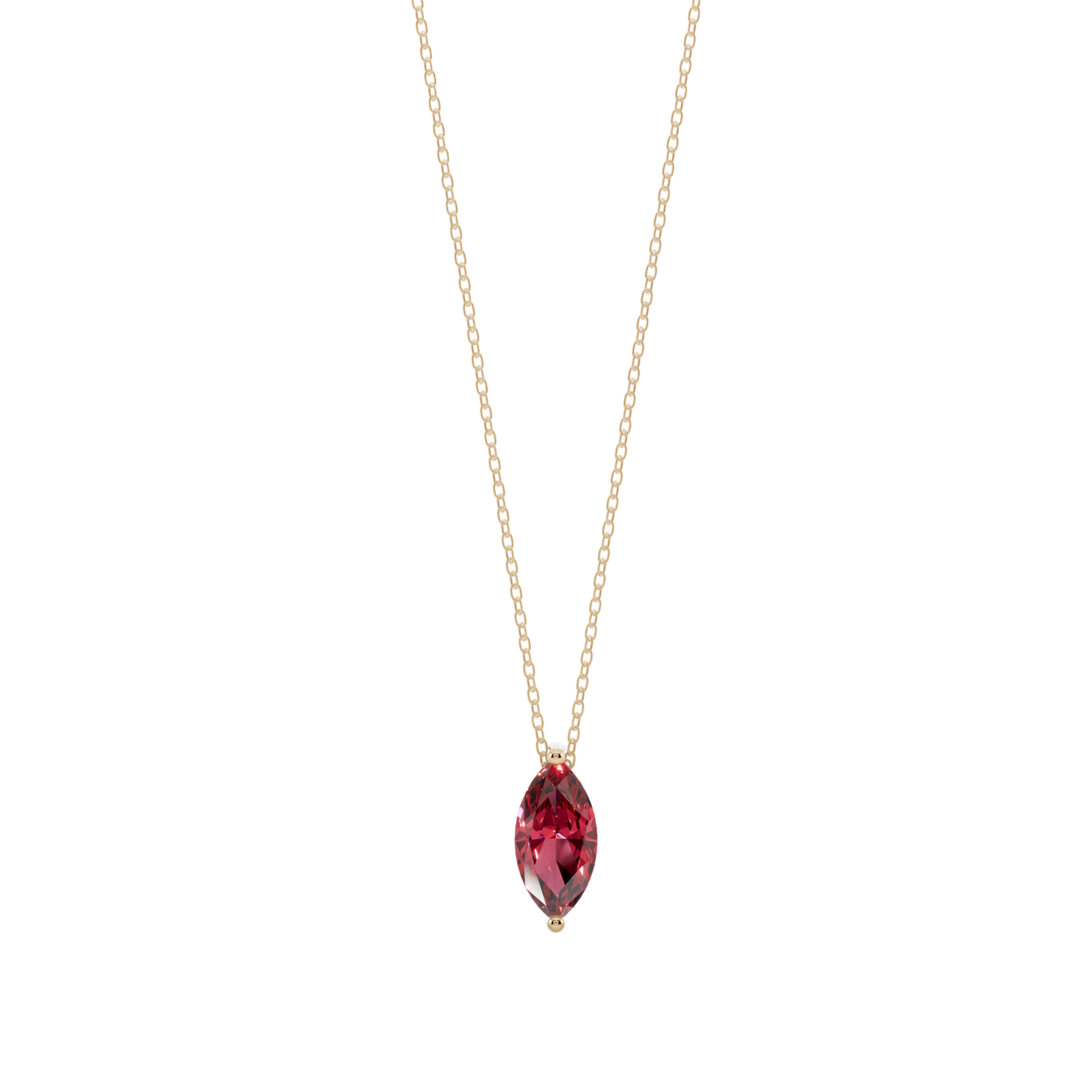 Red Marquise Solitaire 925 Silver Necklace | Velmé