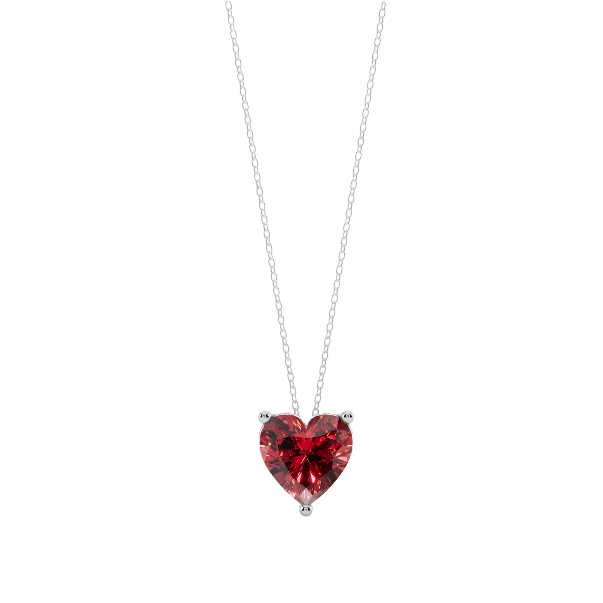Red Heart Solitaire 925 Silver Necklace | Velmé