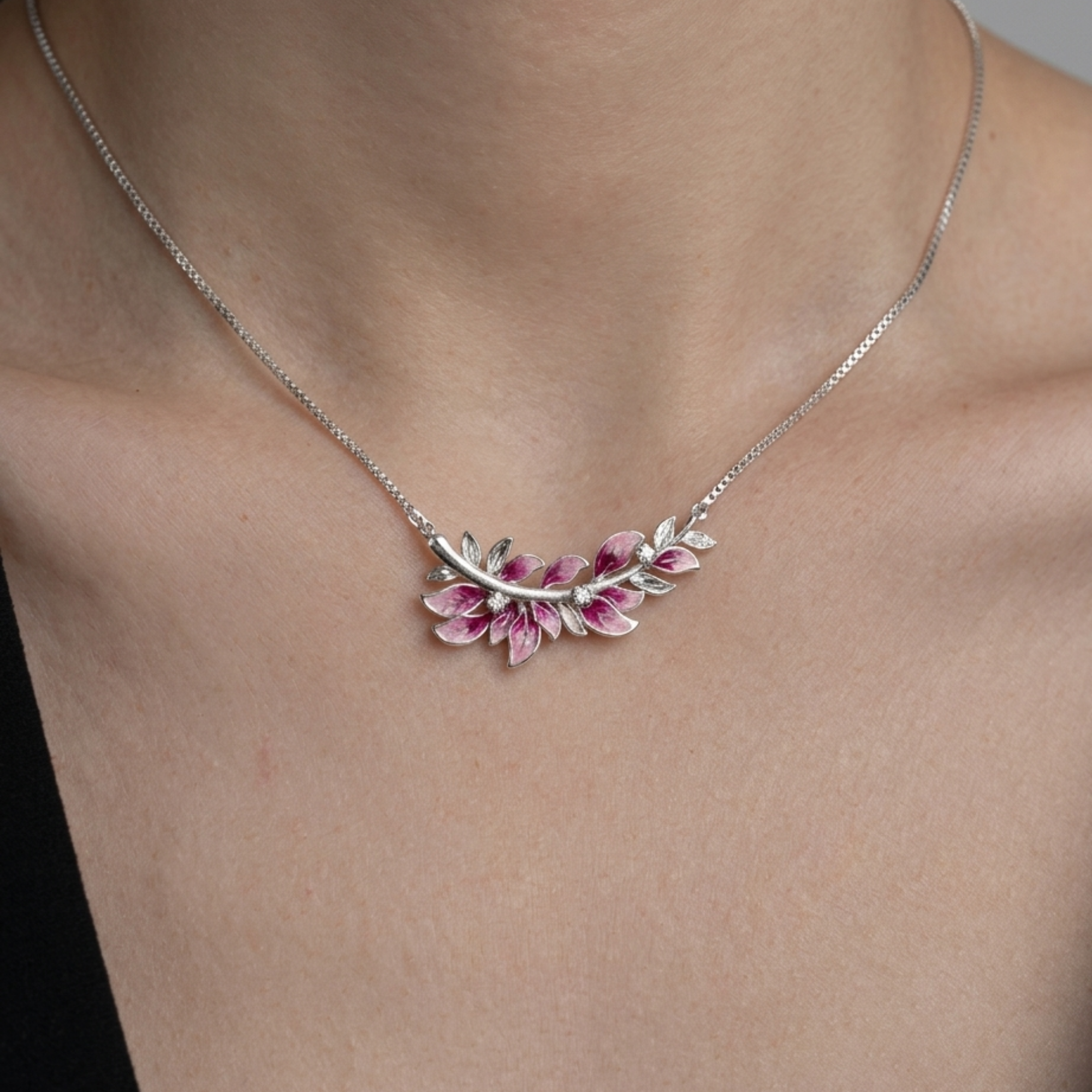 Blush Willow Branch 925 Silver Necklace | Velmé