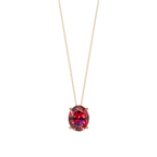 Red Oval Solitaire 925 Silver Necklace | Velmé