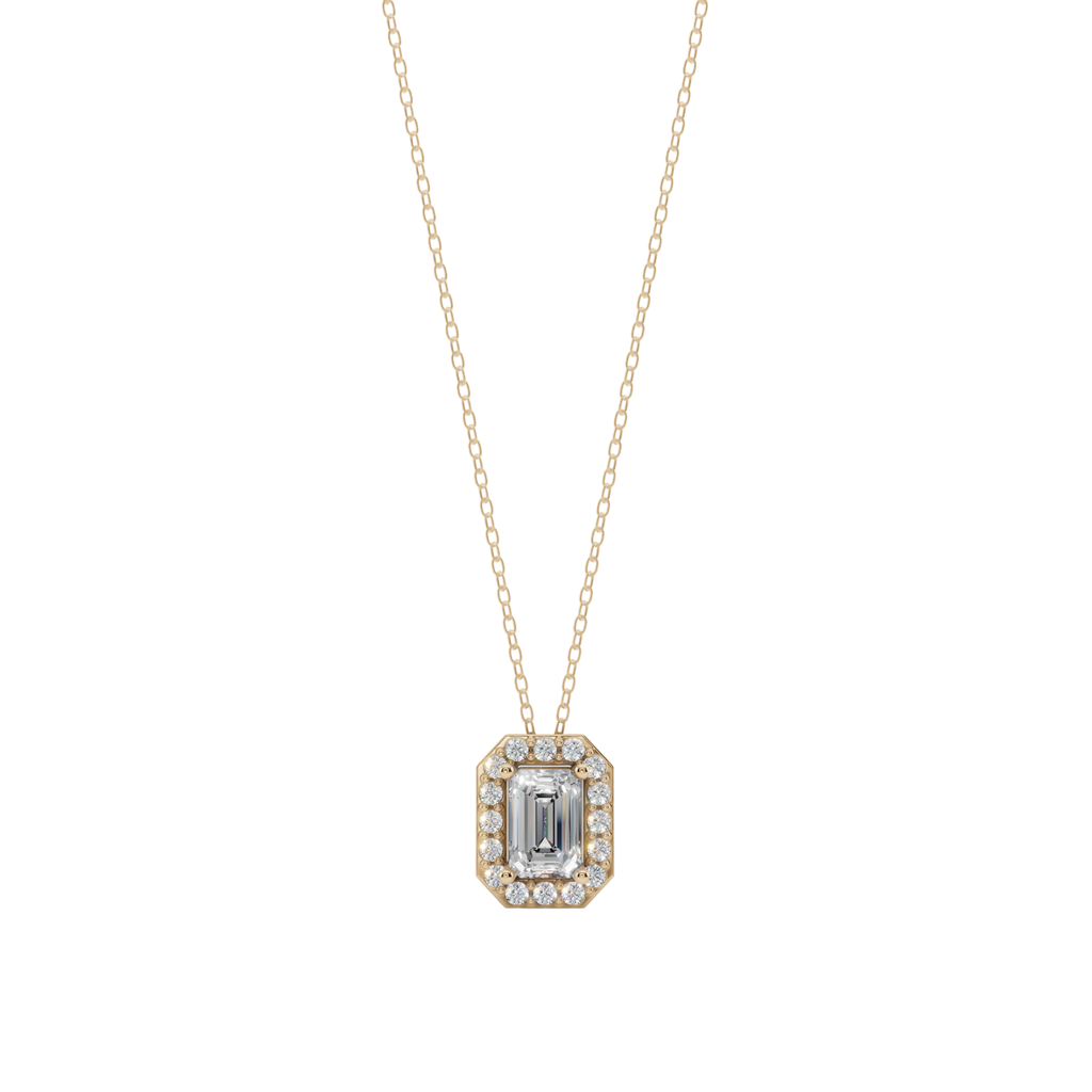 Halo Emerald Pendant Necklace | Velmé