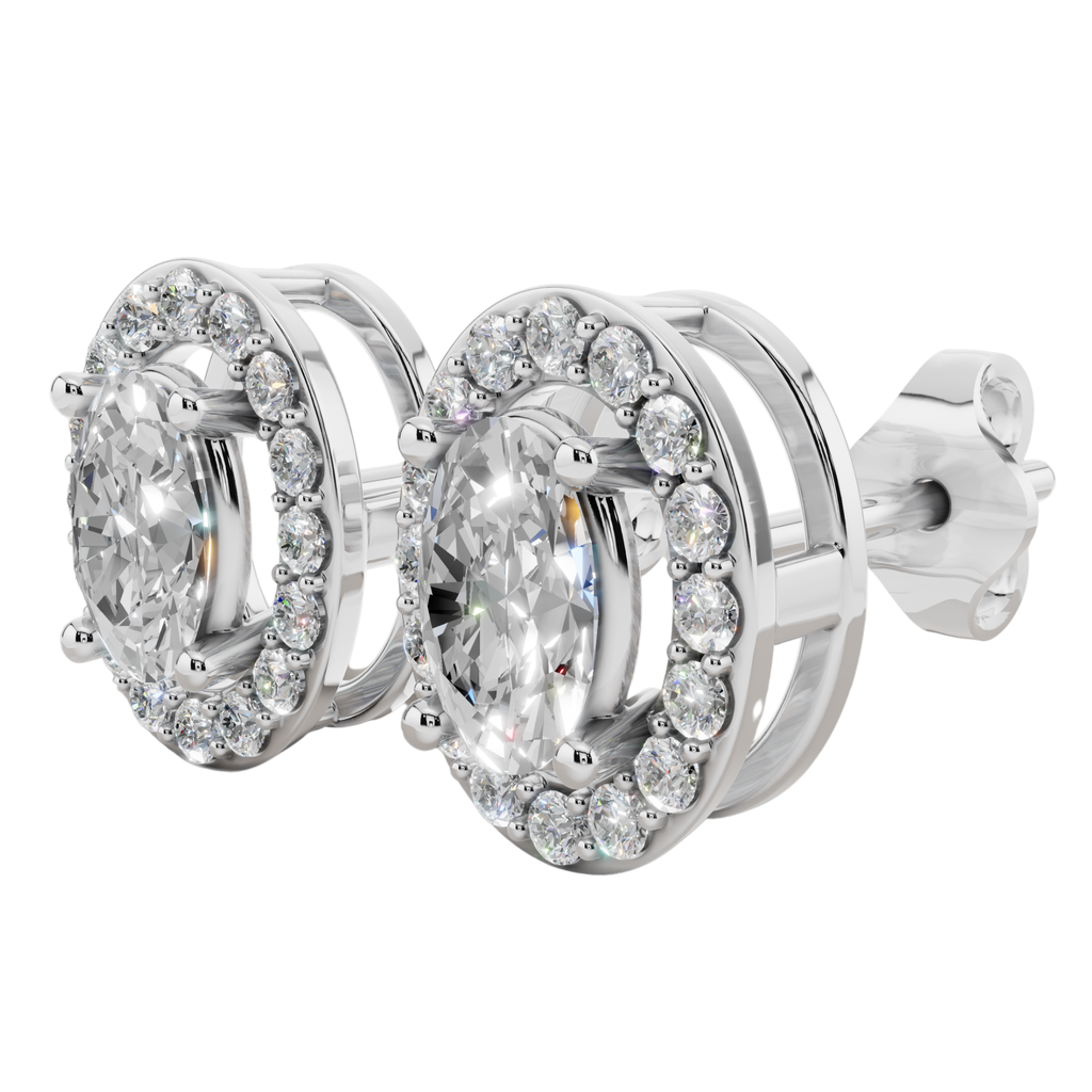 Classic Halo Solitaire Oval Earrings | Velmé