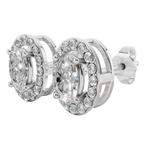 Classic Halo Solitaire Oval Earrings | Velmé