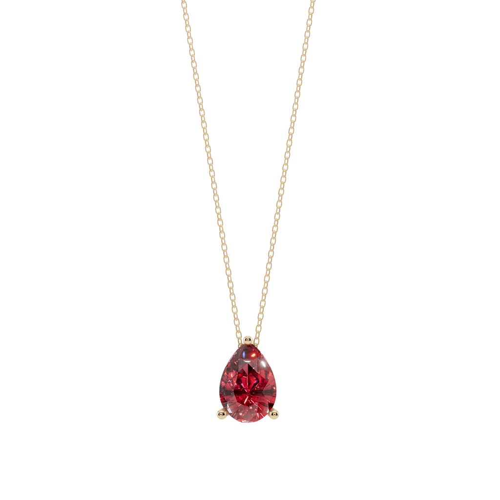 Red Pear Solitaire 925 Silver Necklace | Velmé
