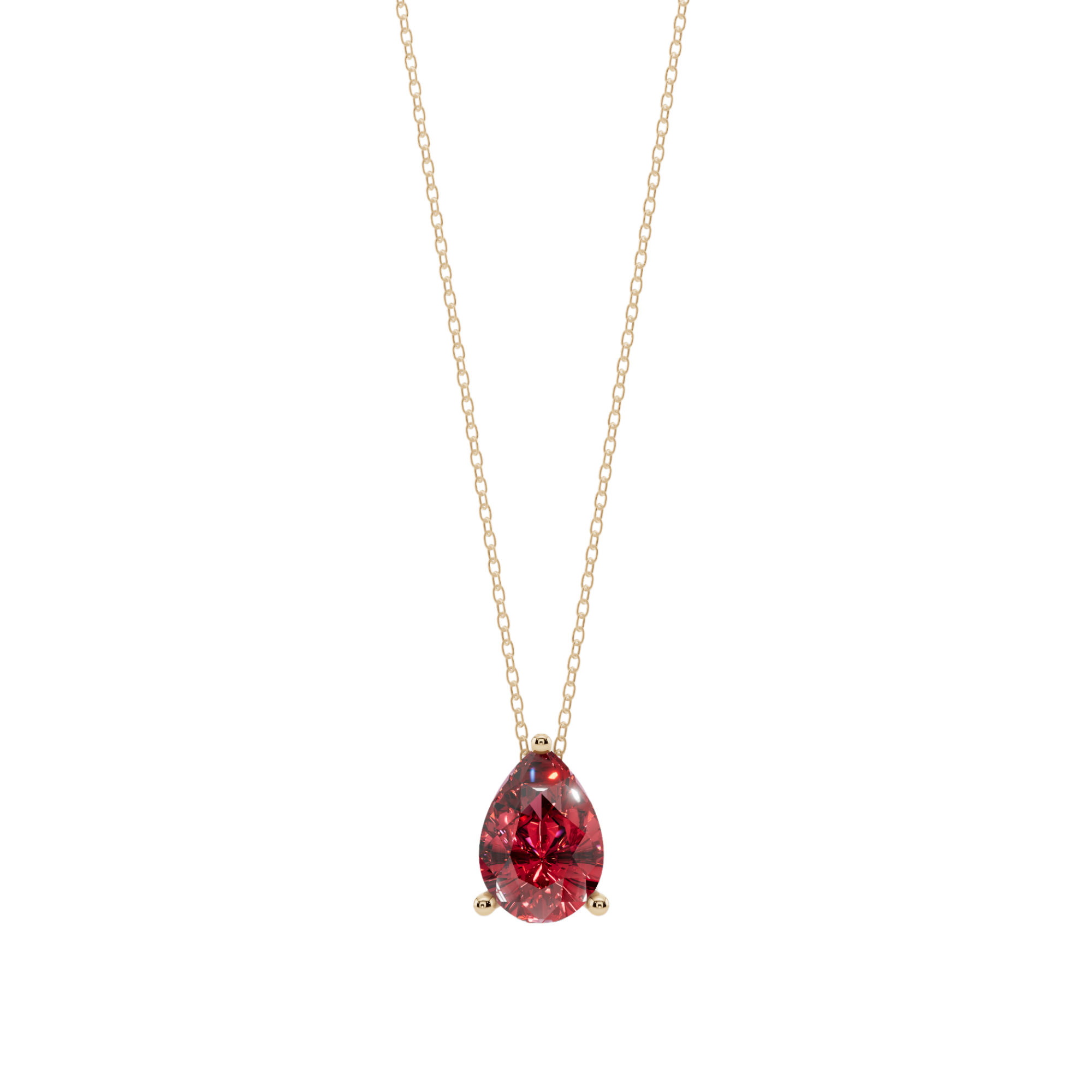 Red Pear Solitaire 925 Silver Necklace | Velmé