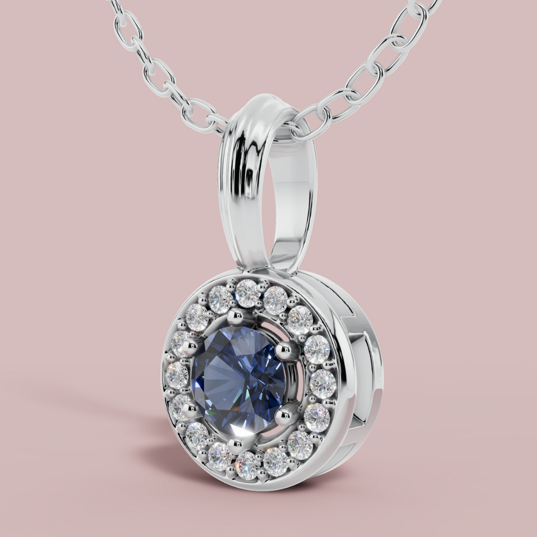 Sanaaz Blue Round 925 Pure Silver Necklace My Store