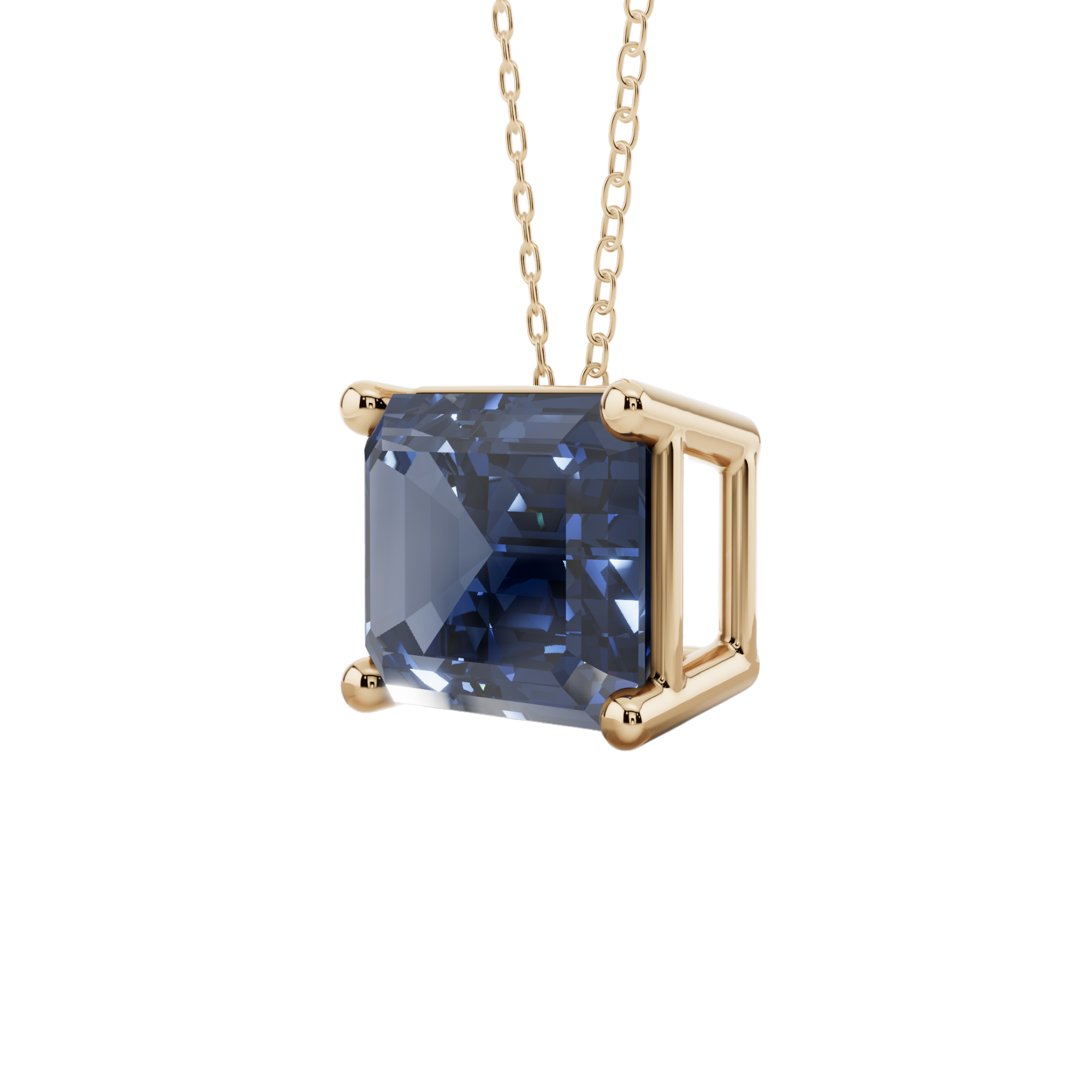 Blue Emerald Solitaire 925 Silver Necklace | Velmé