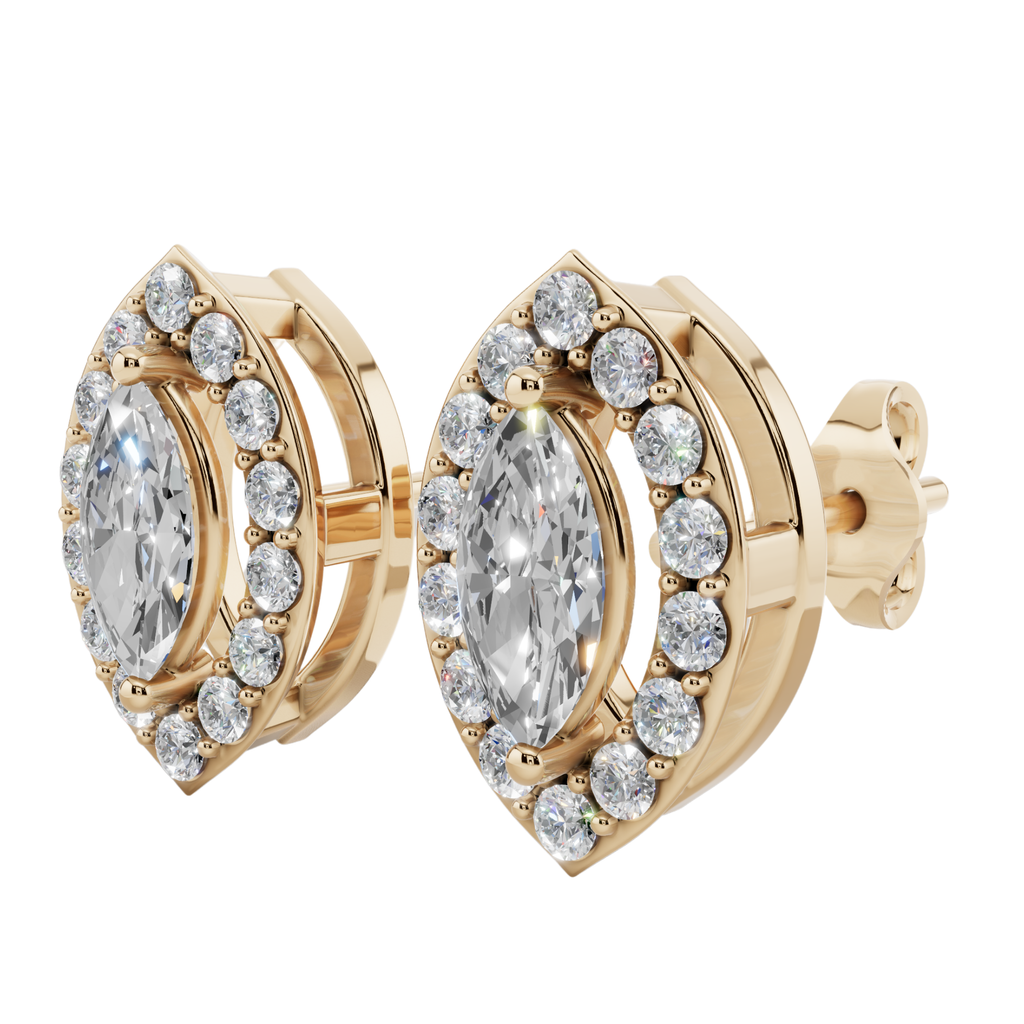 Classic Halo Solitaire Marquise Earrings | Velmé
