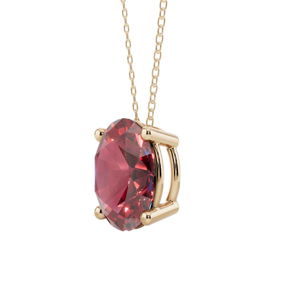 Red Oval Solitaire 925 Silver Necklace | Velmé
