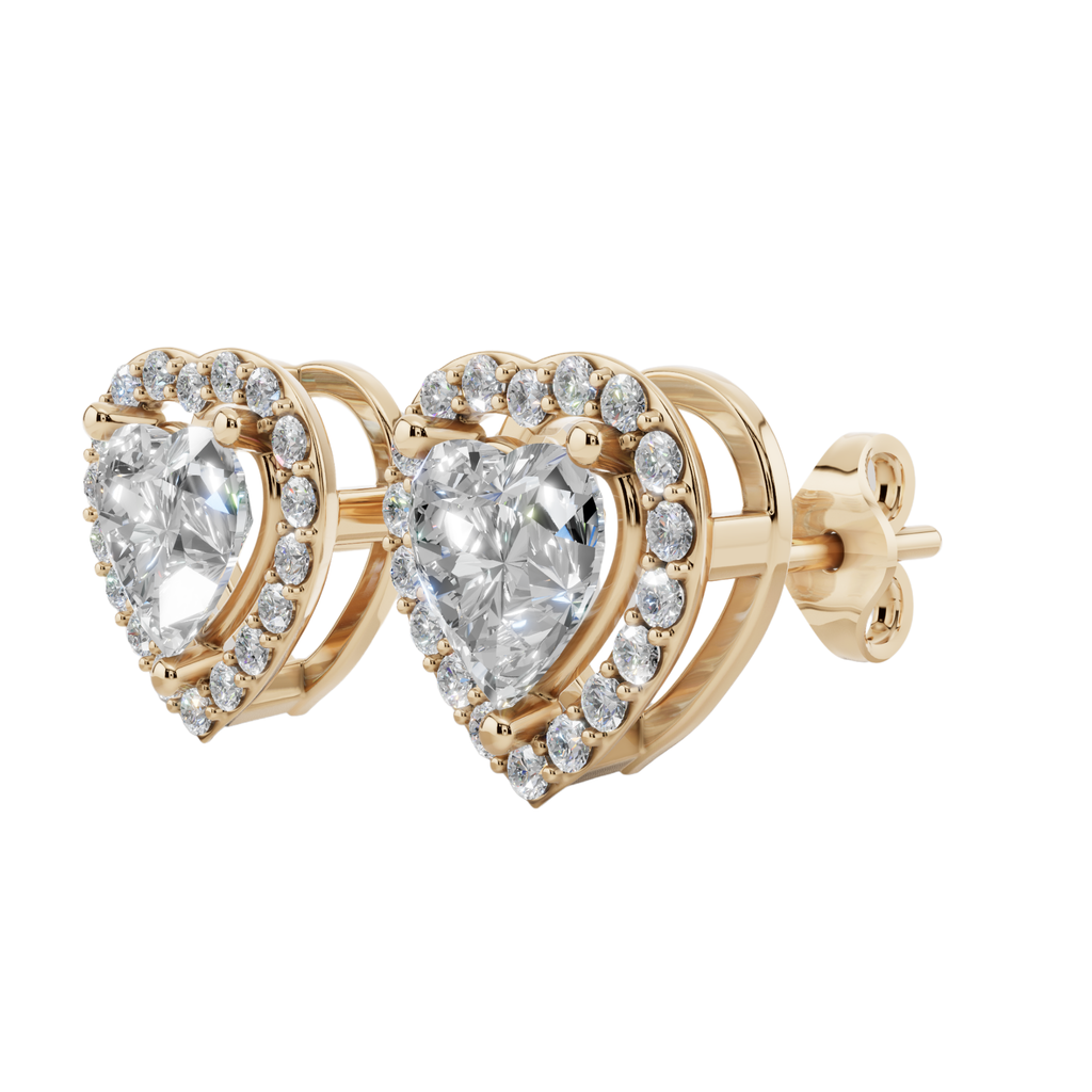Classic Halo Solitaire Heart Earrings | Velmé