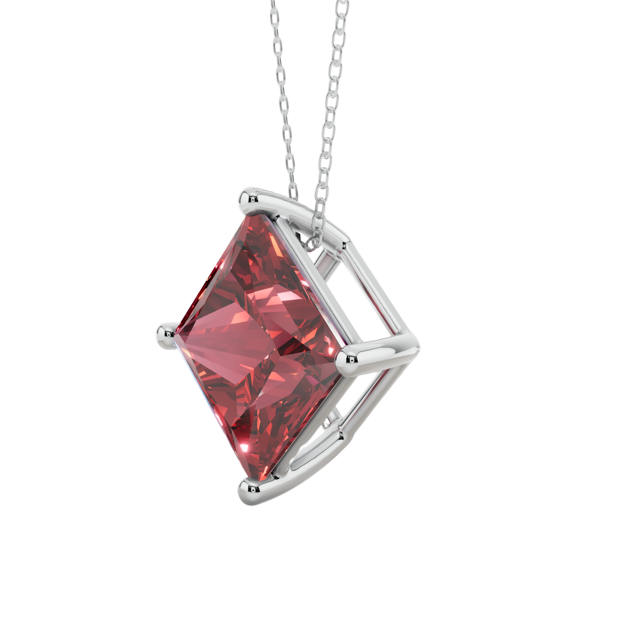 Red Princess Solitaire 925 Silver Necklace | Velmé