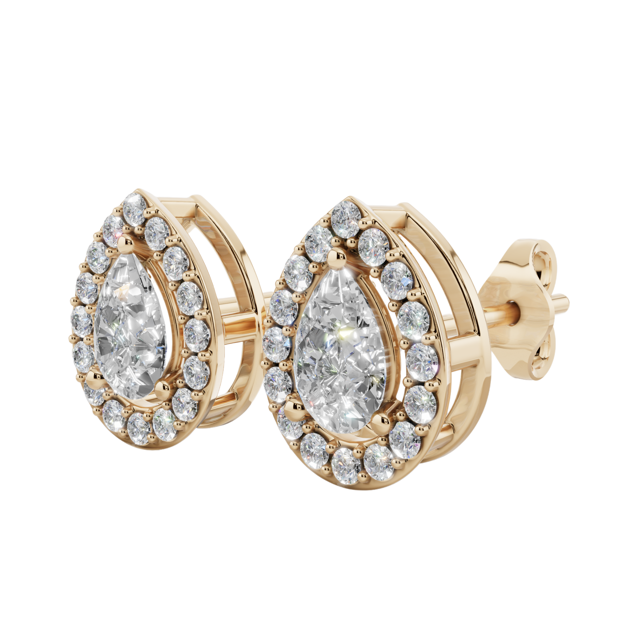 Classic Halo Solitaire Pear Earrings | Velmé