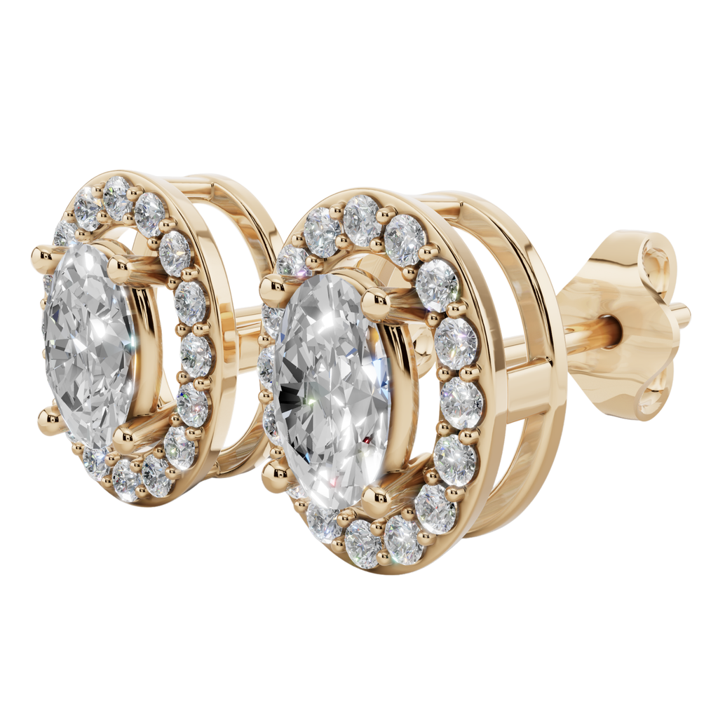 Classic Halo Solitaire Oval Earrings | Velmé