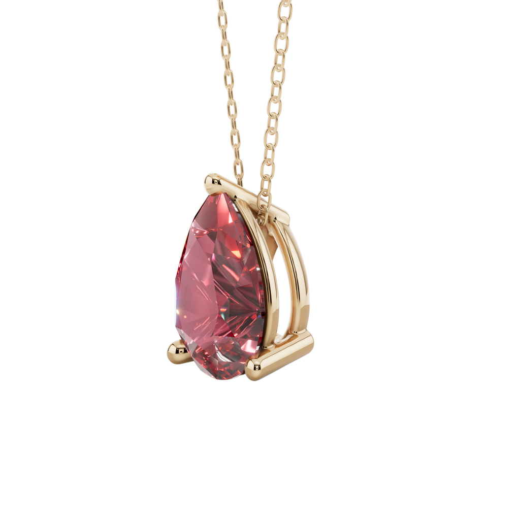 Red Pear Solitaire 925 Silver Necklace | Velmé