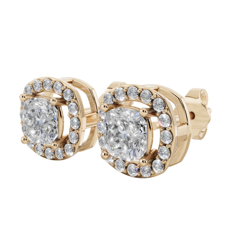 Classic Halo Solitaire Cushion Earrings | Velmé