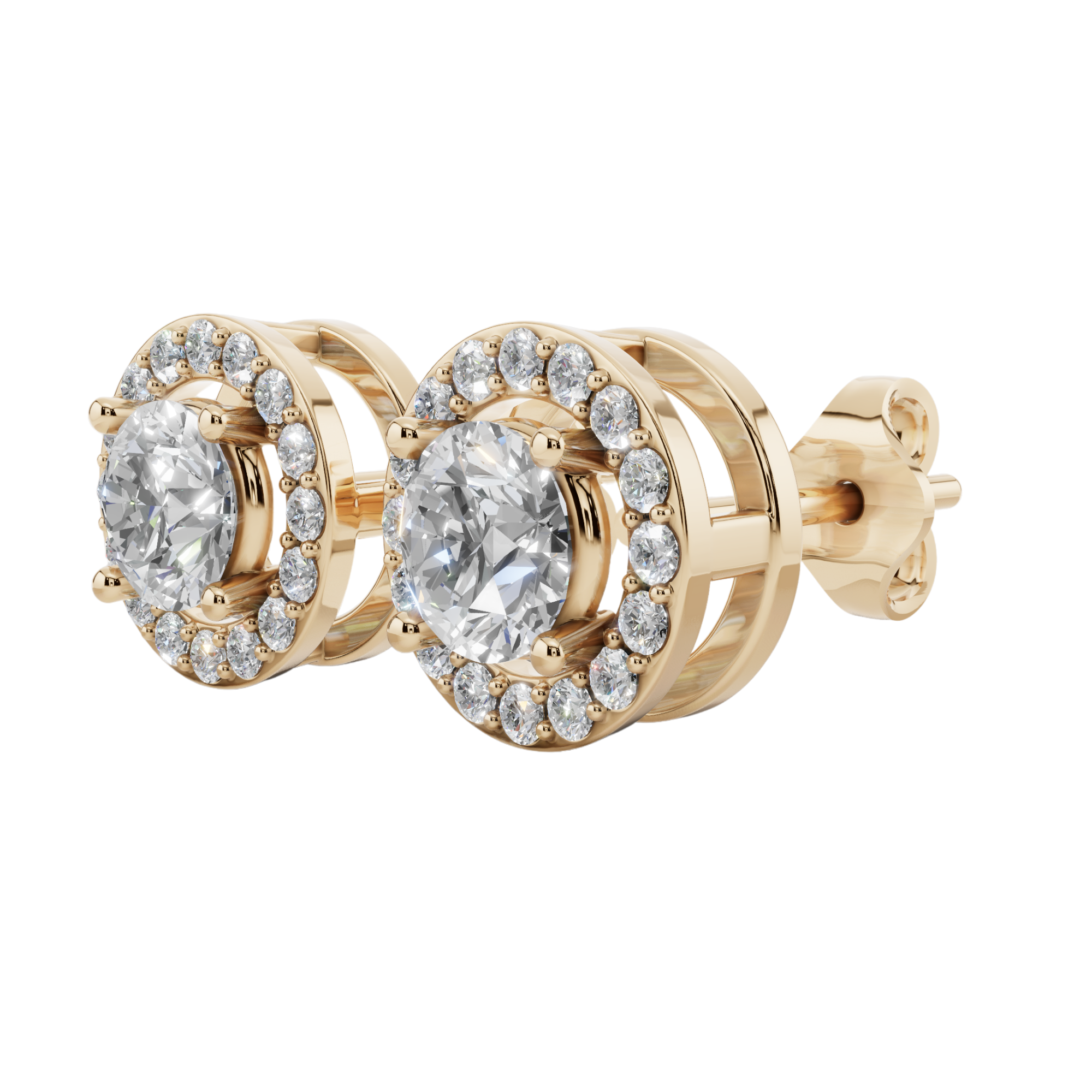 Classic Halo Solitaire Round Earrings | Velmé