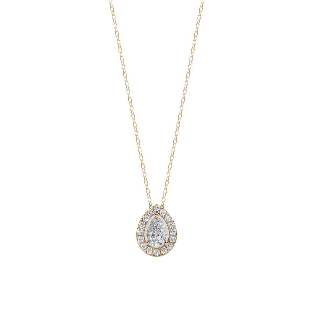 Halo Pear Pendant Necklace| Velmé