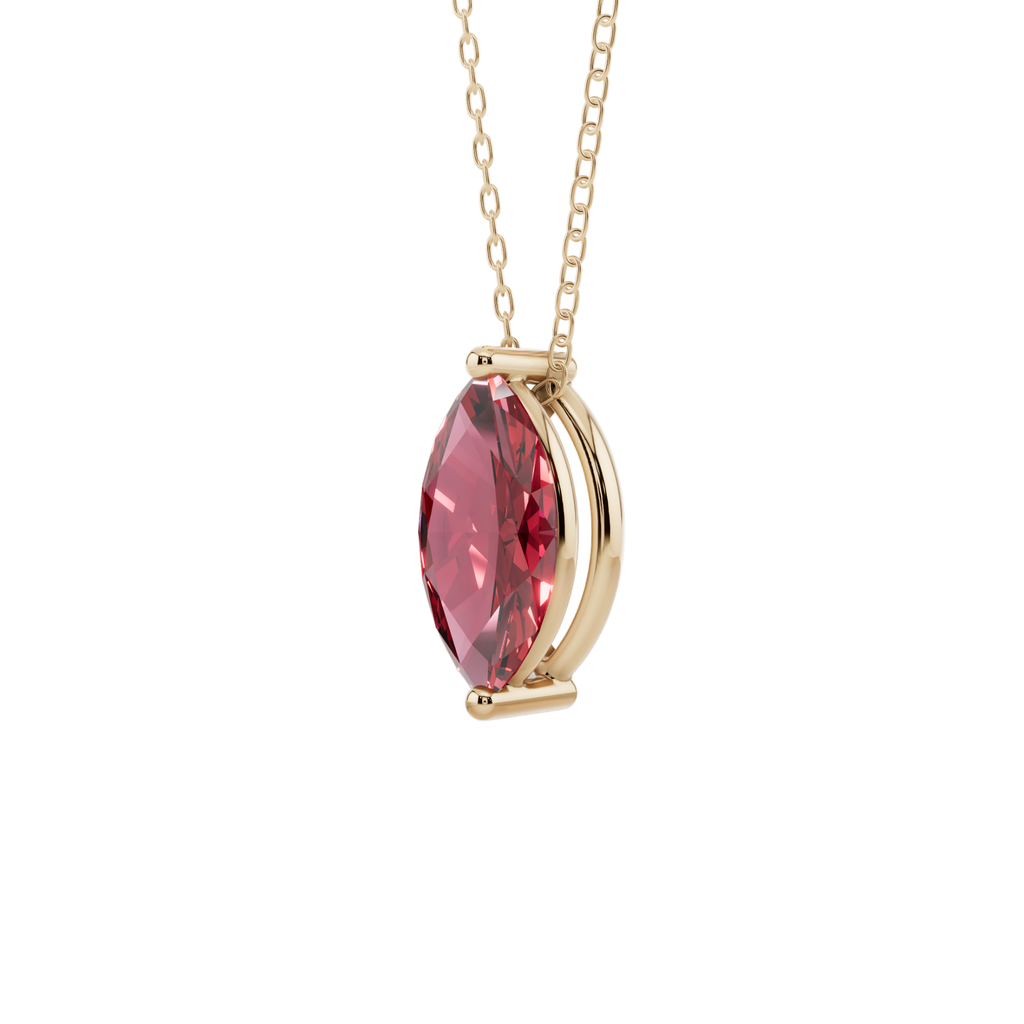 Red Marquise Solitaire 925 Silver Necklace | Velmé