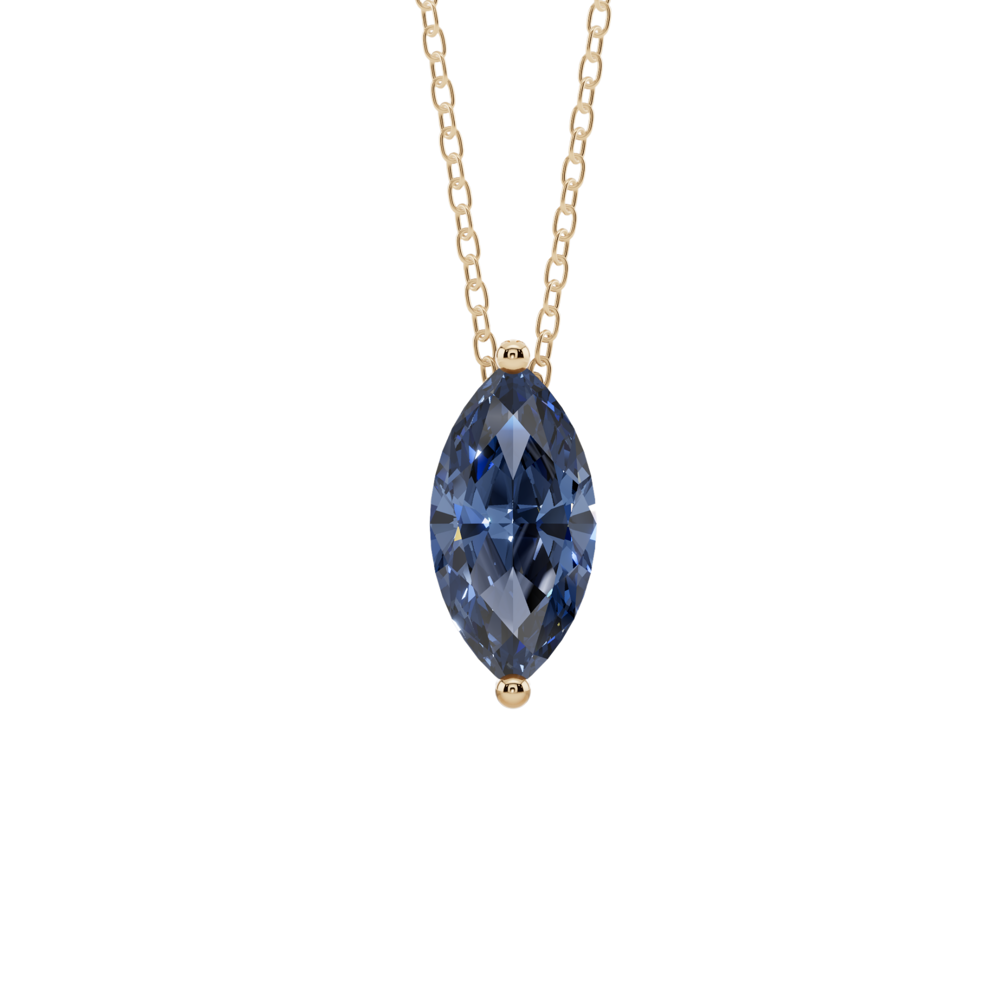 Blue Marquise Solitaire 925 Silver Necklace | Velmé