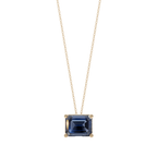 Blue Emerald Solitaire 925 Silver Necklace | Velmé