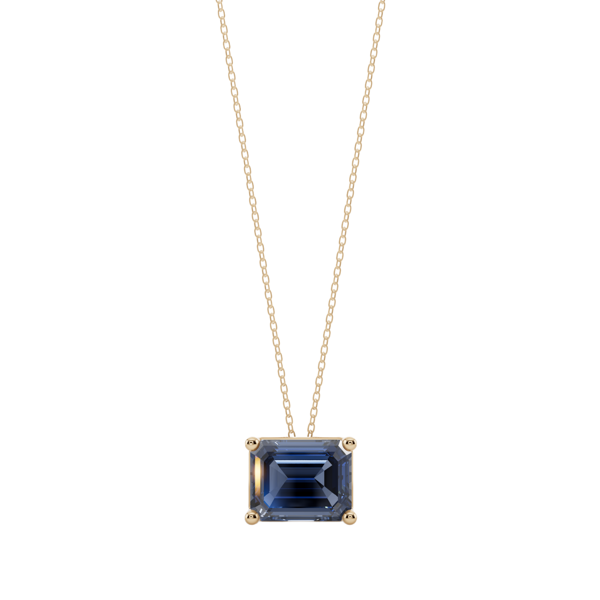 Blue Emerald Solitaire 925 Silver Necklace | Velmé