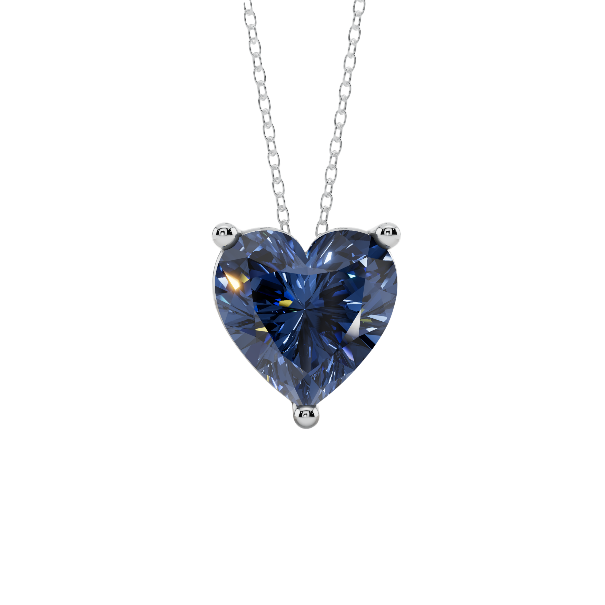 Blue Heart Solitaire 925 Silver Necklace | Velmé