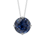 Blue Round Solitaire 925 Silver Necklace | Velmé