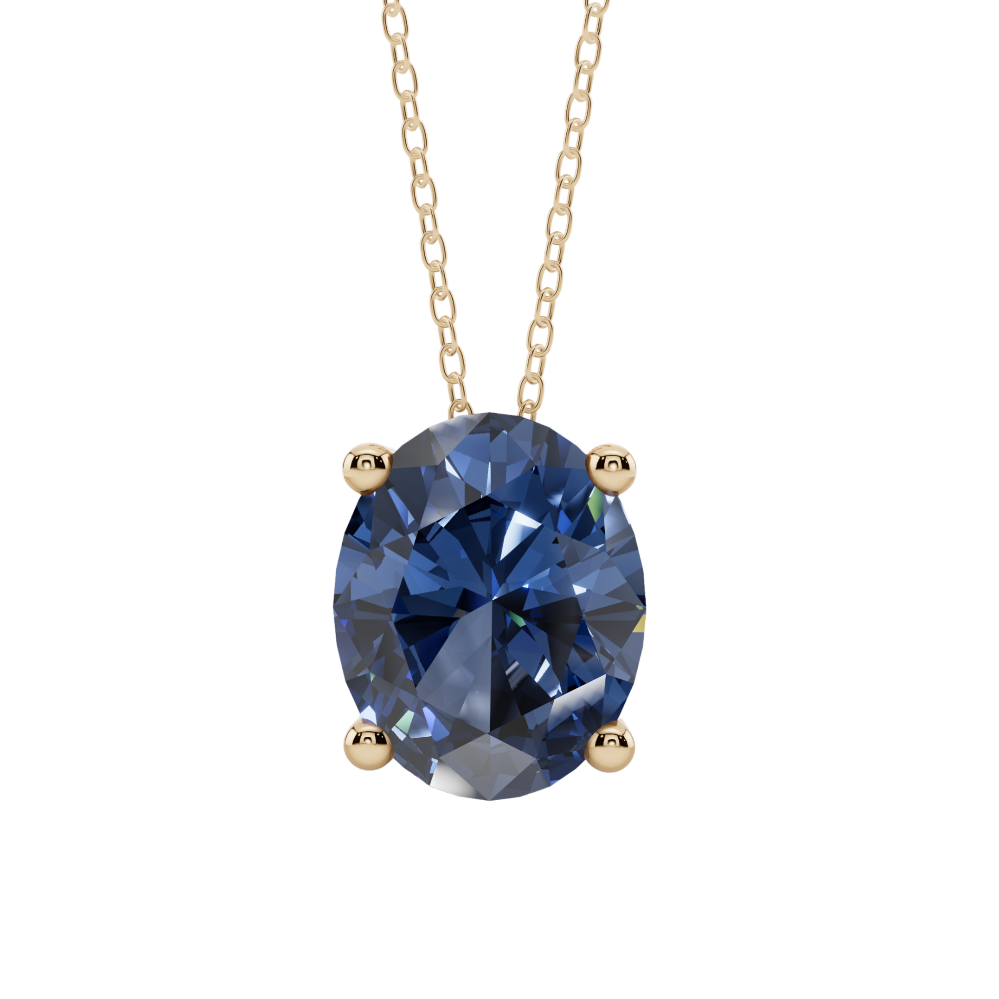 Blue Oval Solitaire 925 Silver Necklace | Velmé