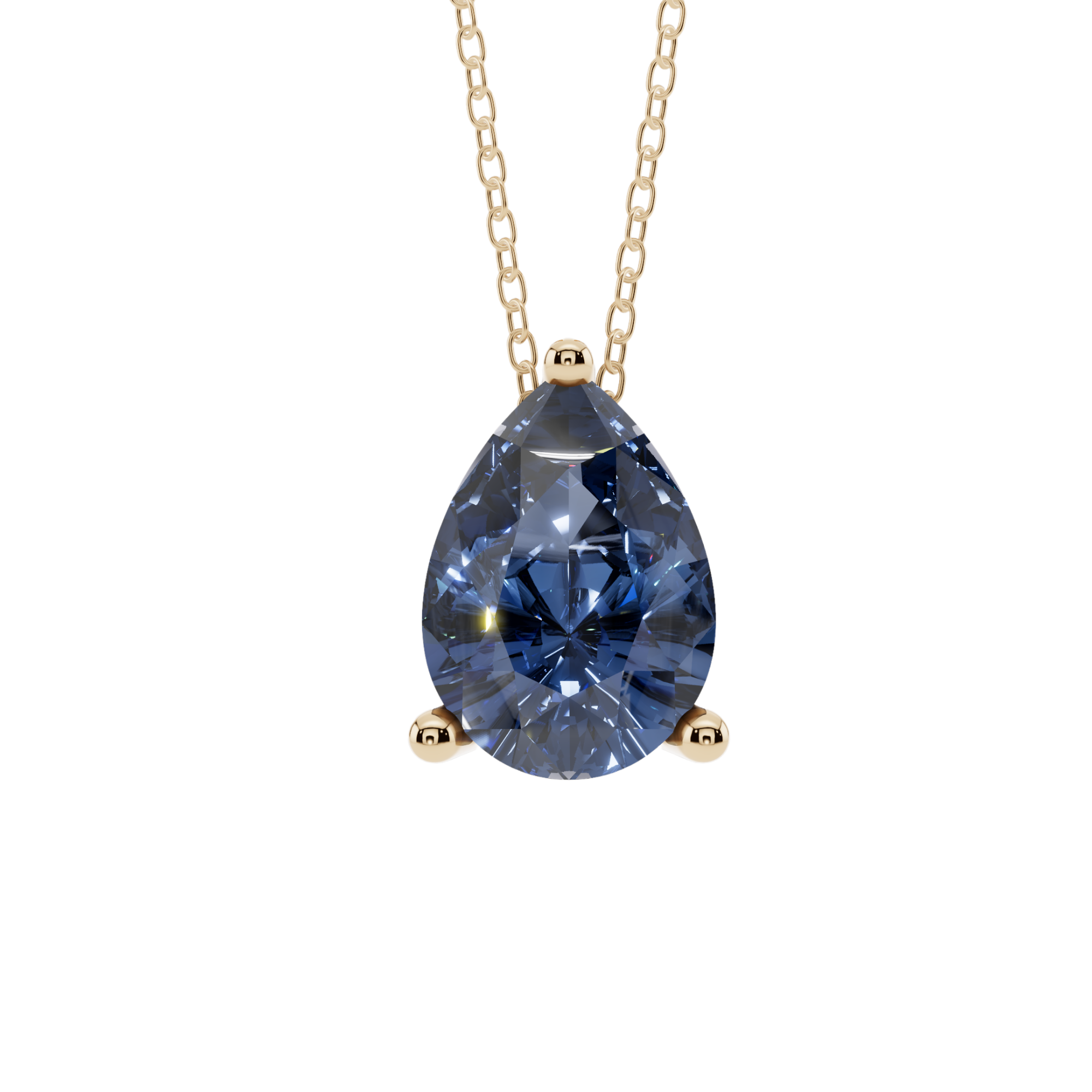 Blue Pear Solitaire 925 Silver Necklace | Velmé