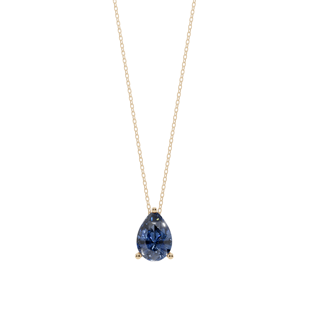 Blue Pear Solitaire 925 Silver Necklace | Velmé
