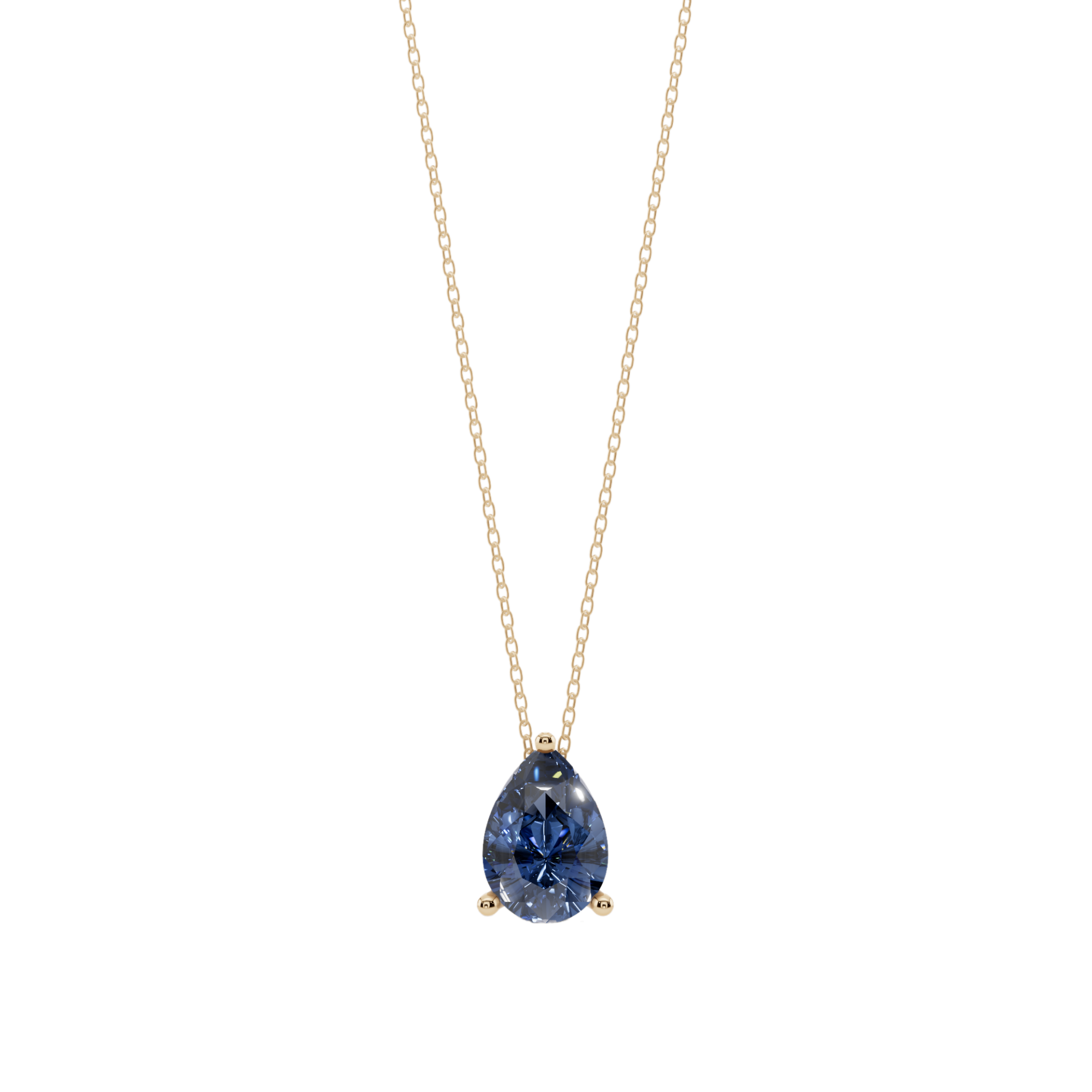 Blue Pear Solitaire 925 Silver Necklace | Velmé
