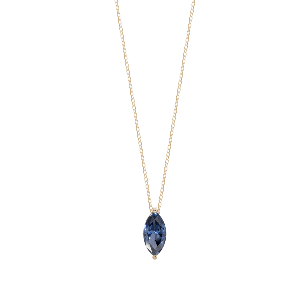 Blue Marquise Solitaire 925 Silver Necklace | Velmé