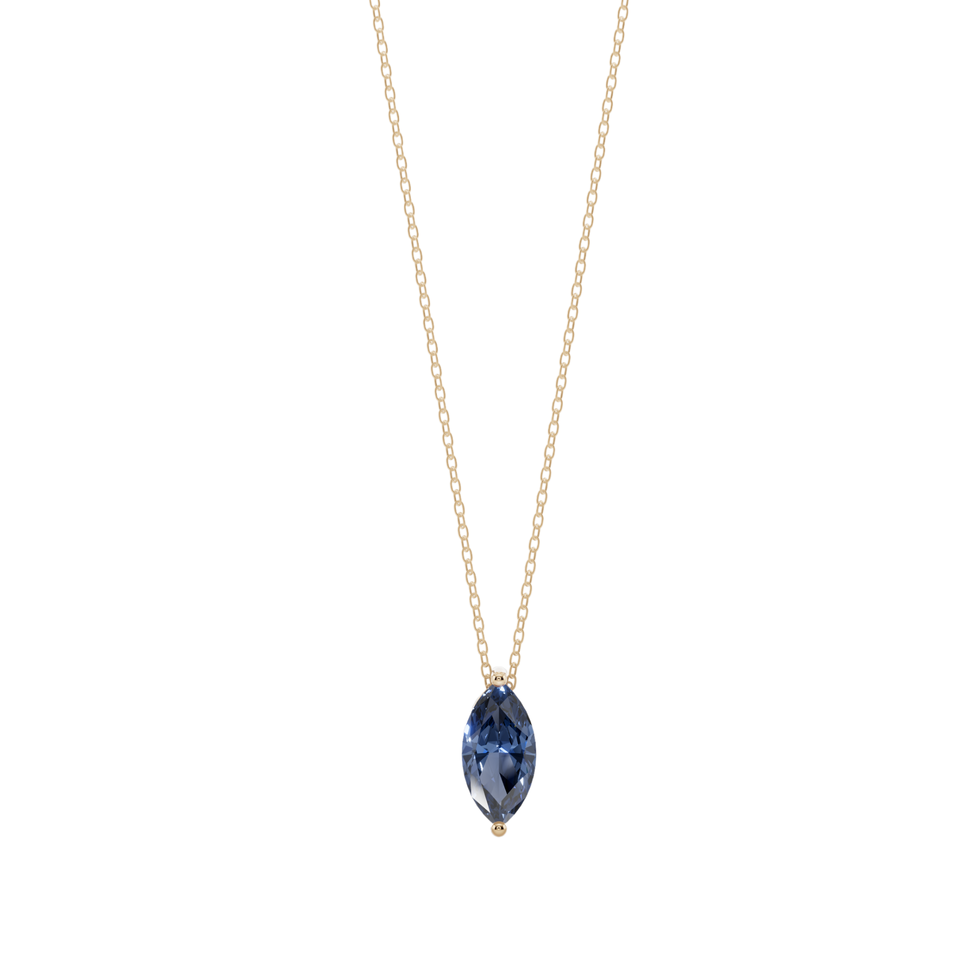 Blue Marquise Solitaire 925 Silver Necklace | Velmé