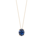 Blue Oval Solitaire 925 Silver Necklace | Velmé