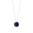 Blue Round Solitaire 925 Silver Necklace | Velmé