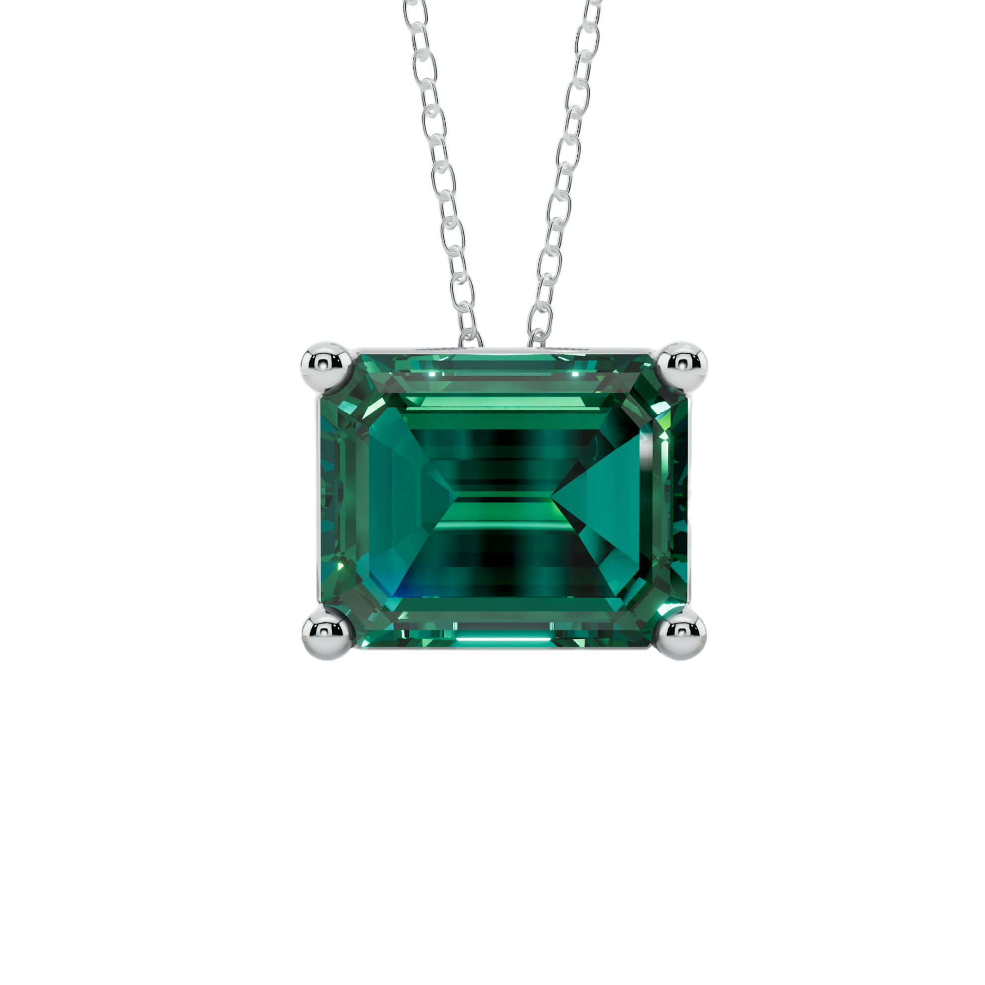 Green Emerald Solitaire 925 Silver Necklace | Velmé
