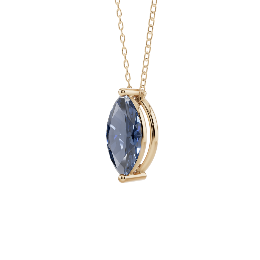 Blue Marquise Solitaire 925 Silver Necklace | Velmé