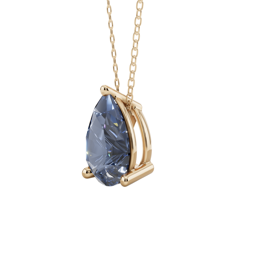 Blue Pear Solitaire 925 Silver Necklace | Velmé