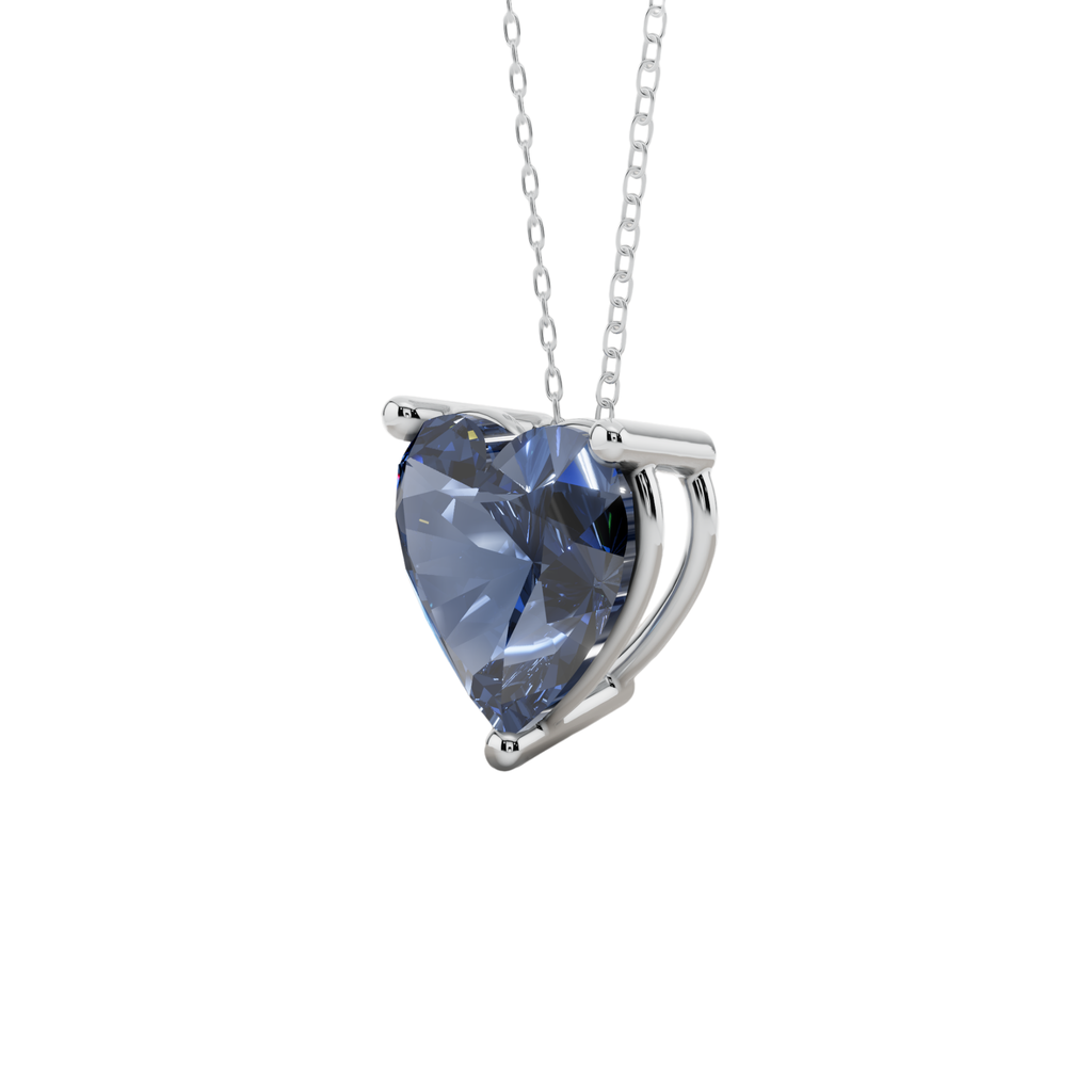 Blue Heart Solitaire 925 Silver Necklace | Velmé